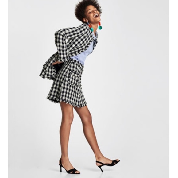 NWT ZARA BASICS TWEED SKIRT - Picture 3 of 8
